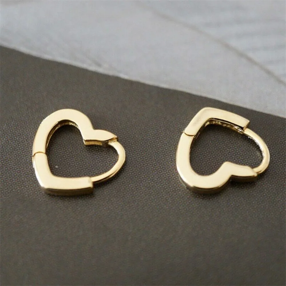 New 18k Gold Over Silver Open Heart Huggies - Picture 1 of 3